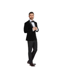 Gito Vitale Slim Fit Velvet Shawl Lapel Unhemmed Tuxedo Suit Set Black 46S / 40W