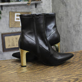 A New Day Womens Sienna Low Shaft Heeled Boots 94637418 Black / Gold 8.5M