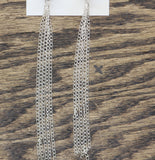 Beach Chic Embellished Beaded Long Chain Drop Earrings Silver Gray / Multi 6.5"