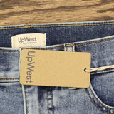 Upwest Womens Frayed Denim Skirt Medium Denim Blue 10