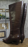 INC International Concepts Mid-Heel Knee High Boots Kitten Heel Brown Croc 11M