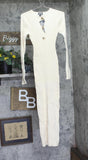 Future Collective Womens Ribbed Maxi Dress Long Sleeve Cream Off White M