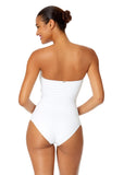 Anne Cole Womens Twist Front Shirred One Piece Swimsuit MYMO00501 White 10