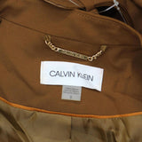 Calvin Klein Womens Collarless Belted Coat Jacket S08JL154 Brown 8