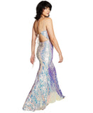 Say Yes To The Prom Back Iridescent Sequin Prom Dress Gown Pink / Multi 7 / 8
