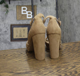 Sun + Stone Womens Reeta Block Heel Platform Sandals Sand Stone Brown 10.5M