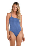 La Blanca Island Goddess Charmed Coast One Piece Swimsuit Chambray Blue 12