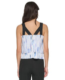 DKNY Womens Tiered Chiffon Square Neck Top P32AVM21