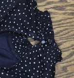 Crystal Doll Printed-Chiffon Short Sleeve Fit Flare Dress Navy Blue / White S
