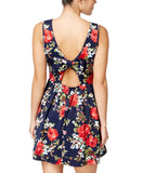 Crystal Doll Juniors Floral Skater Fit & Flare Dress 2682475 Navy Blue S