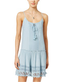Fishbowl Juniors Crochet-Trim Peasant Slip Dress 0033380780 Blue S