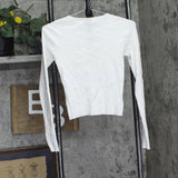 ASTR The Label Knit Palomar Asymmetrical Cutout Shoulder Sweater Top White S