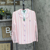 Aqua x Wicked Womens Striped Long Sleeve Pajama Shirt 12958 Pink S