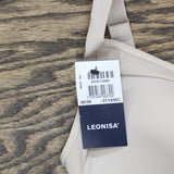 Leonisa Back Support Posture Corrector Wireless Sports Bra Beige Brown 36C