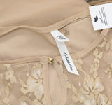 Ny Collection Womens Petites Keyhole Lace Trim Blouse Shirt Top Doeskin Brown PL