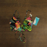 Coco Reef Womens Astra Criss Cross Back Bikini Top Cosmic Jungle Black 32-34C