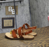 Sam & Libby Womens Strappy Perris Flat Sandal J5247S1200 Amber Brown 6.5M