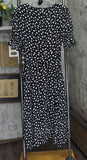 Tommy Hilfiger Chiffon Polka-Dot Sheer Short Sleeved Midi Dress Black / Cream 12