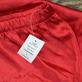 Linea Donatella Womens Lace-Trim Satin Pajama Pants LOS046 Red L