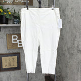 Nina Leonard Womens Pull-On Stretch Scallop-Hem Cropped Pant Ivory White 2X