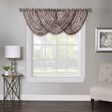 Regal Home Lombardi Floral Rod Pocket Waterfall Valance Mocha Brown 58 x 38