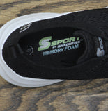 S Sport by Skechers Memory Foam Pull On Knit Low Top Sneaker Shoes Black 6M