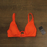 Lauren Ralph Lauren Womens Macrame-Ring Bikini Top Swim Persimmon Orange 6