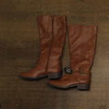 Style & Co. Womens Margoo Riding Boots Faux Leather 10021524100 Acorn Brown 6.5M