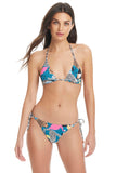 Red Carter High Reversible Bikini Swim Top Indigo Blue Dye / Leopard Multi S