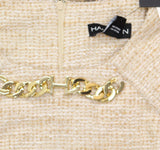 Halston Womens Tweed Chain-Trim Shift Dress HD4JMB8T Oatmeal Brown 14