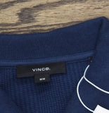 Vince Mens Varigated Textured Short Sleeve Polo Shirt Midnight Sky Blue M
