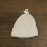 Steve Madden Womens Marled Knit Beanie Wool Blend Logo Natural Off White