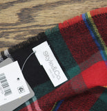 Style & Co. Womens Tartan Plaid Scarf Fringe Rectangle Fuzzy Black Red Multi