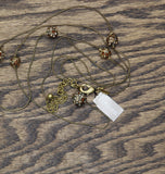 Chico's Long Crystal Bead Station Wrap Necklace Brass Yellow / Orange 52"
