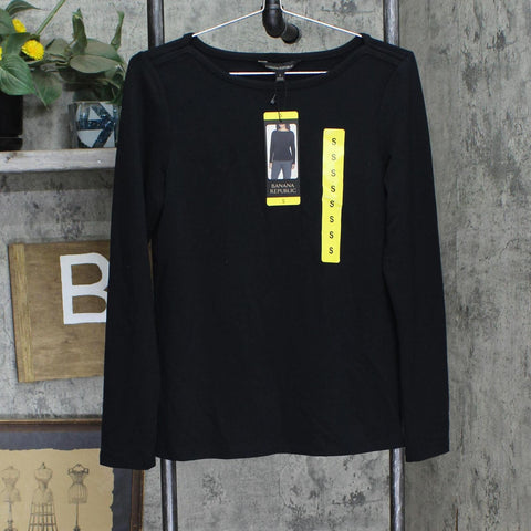 Banana Republic Womens Long Sleeve Knit Shirt Top 1797427 Black S