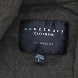 Sanctuary Womens Linen Blend Woven Open Front Tie Vest Dark Green L
