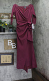 Xscape Petite Scuba V-Neck Ruched Ruffled Gown Dress 4452XP Wine Red 8P