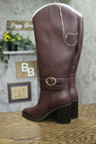 A New Day Womens Rhonda Under Knee Heeled Boots 94637580 Burgundy Brown Red 6M