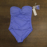 Anne Cole Color Twist Front Shirred One Piece Swimsuit Periwinkle Blue Purple 12