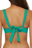 Becca Womens Shirred Underwire Bikini Top Swim 853557 Peacock Blue Green M