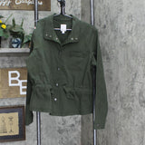 LC Lauren Conrad Womens Denim Snap Front Peplum Jacket 1660f6d154c56c Green M