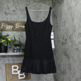 Adrianna Papell Womens Ponte Taffeta Drop Waist Flounce Dress Black 10