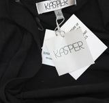 Kasper Womens Open Front Knit Ribbed Asymmetric Hem Cardigan Sweater Black S