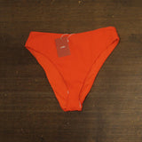 Andie Ribbed 90s High Waist Bikini Bottom AB488 Vermillion Orange M