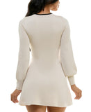 BCX Juniors Bow-Trim A-Line Sweater Dress 1104P5T Ivory Off White 2XL