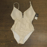 Bar III Womens V-Wire Plunge-Neck One Piece Swimsuit MBRE25249 Gold Shimmer S