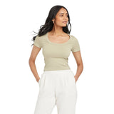 A New Day Slim Fit Seamless Short-Sleeve Square-Neck Baby T-Shirt Light Green M