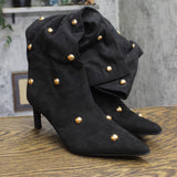 A New Day Womens Justice Boots Faux Suede Studded 94568946 Jet Black 9.5M