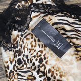INC International Concepts Shortie Pajama Set Woven 2-Piece Mixed Animal Brown S