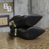 A New Day Womens Sienna Low Shaft Heeled Boots 94637414 Black / Gold 7M